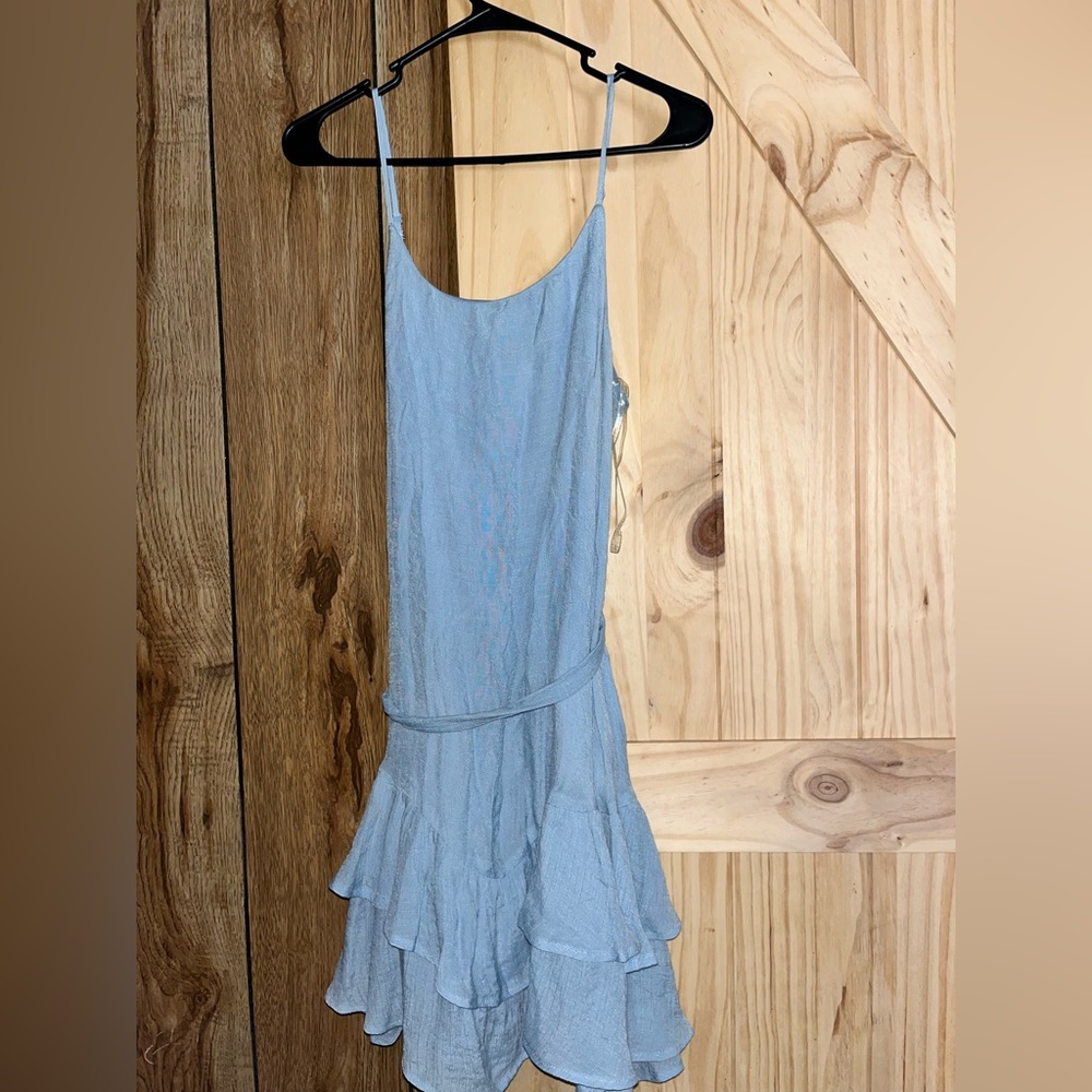 Listicle summer dress, baby blue, spaghetti strap, medium
